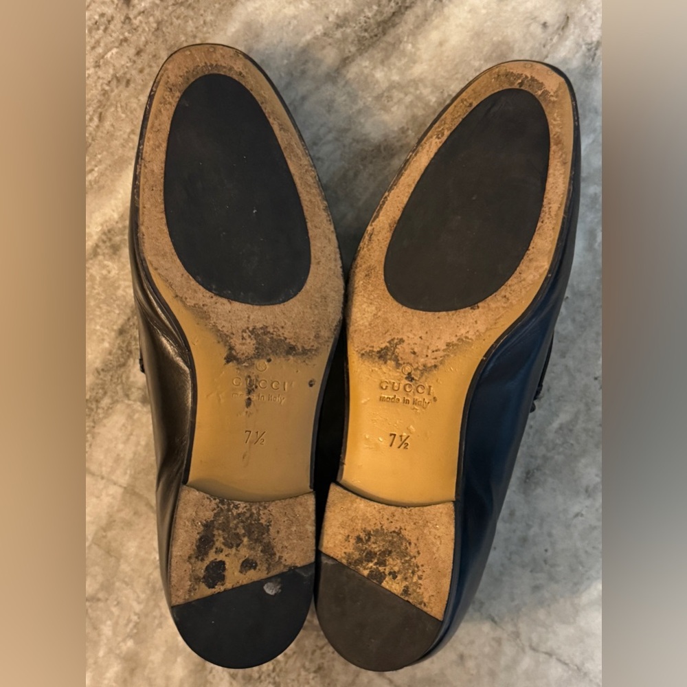 GUCCI BRIXTON Black Leather Horsebit Loafers US 8 Gucci 7.5 Jordaan $1100 - Picture 9 of 12